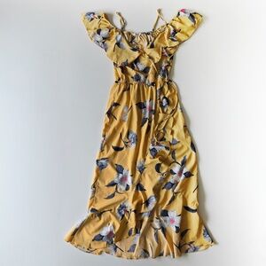 Hint of Blush Yellow Floral High Low Dress